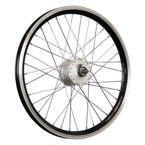 20inch bike front wheel double wall rim hub dynamo black/silver