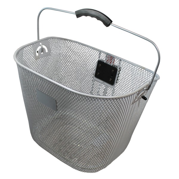 Bicycle basket shopping basket front removable click holder silver