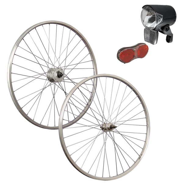 28inch bike wheel set hub Shimano dynamo freewheel 5-8 light set