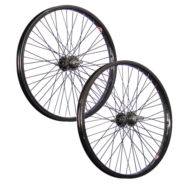 20 inch bike wheel set BMX 48 holes thru axle black