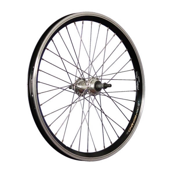 20inch bike rear wheel double-wall rim for freewheels black/silver