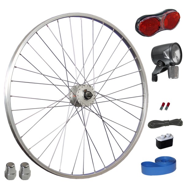 Taylor Wheels 28 inch bicycle front wheel with Shimano hub dynamo LED light set