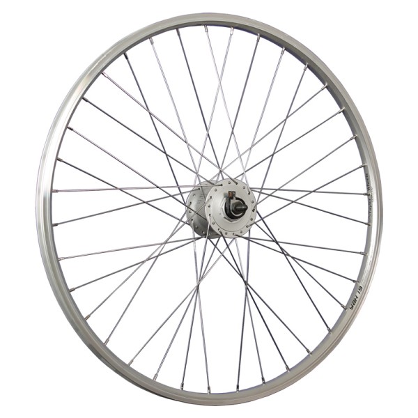 26inch bike front wheel double-wall rim with hub dynamo silver