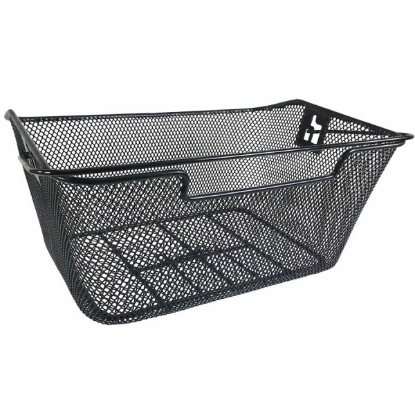 Bicycle basket for pannier racks black with handle plastic coated