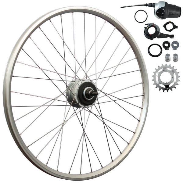 28 inch bicycle rear wheel , Shimano Nexus 8-speed disc, silver