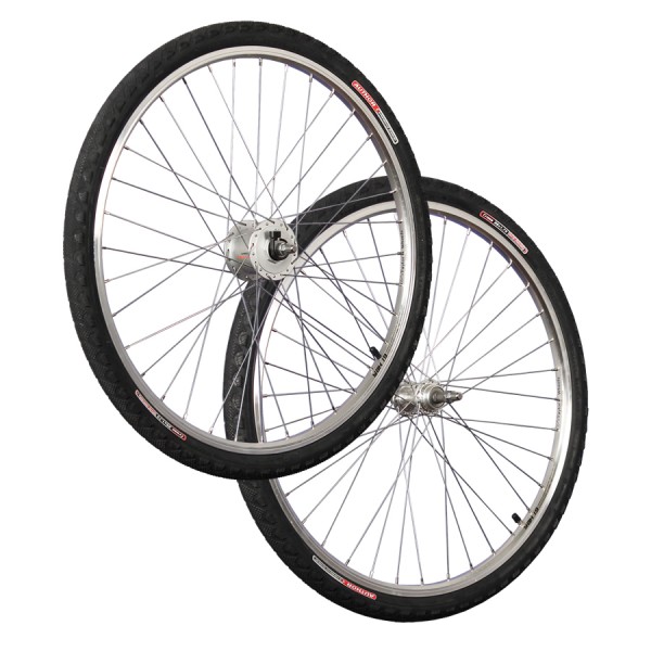 26inch bike wheel set hub dynamo tyre tube silver