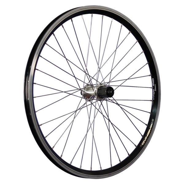 24inch bike rear wheel double wall rim 7-10 cassette black/silver