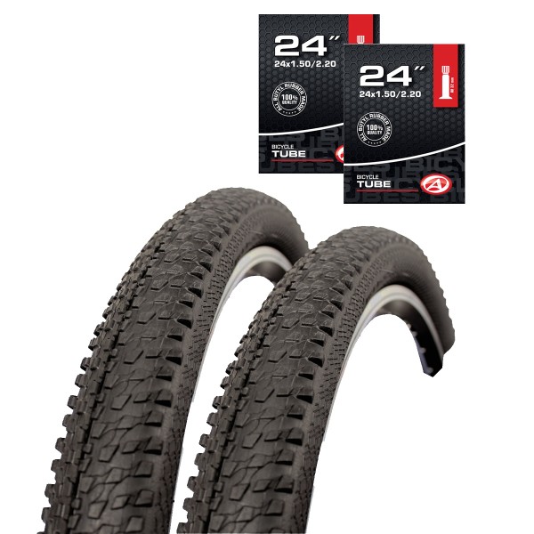 Set of 2 bicycle tires 24" 56-507 terrain profile including tubes with AV