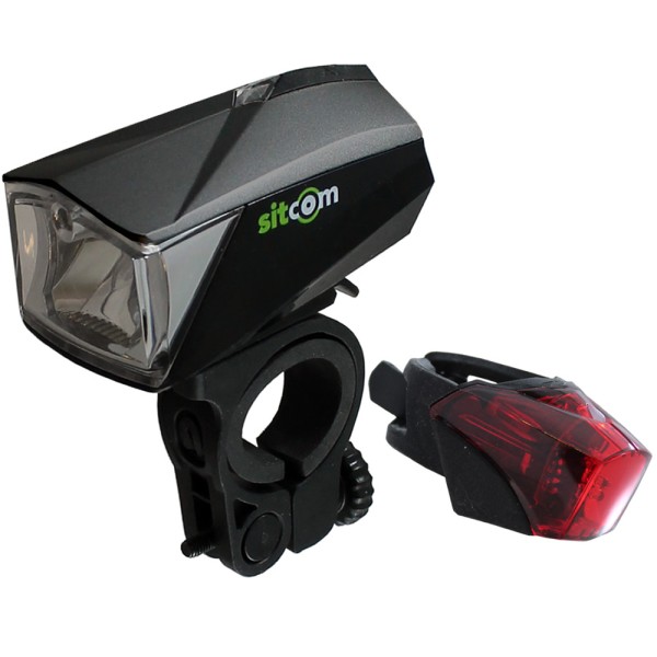 Bicycle LED light set 50 Lux sensor rechargeable front and rear USB black