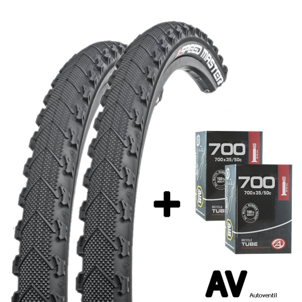 2x bicycle tire 28 inch 44-622 with tube AV set for front and rearwheel