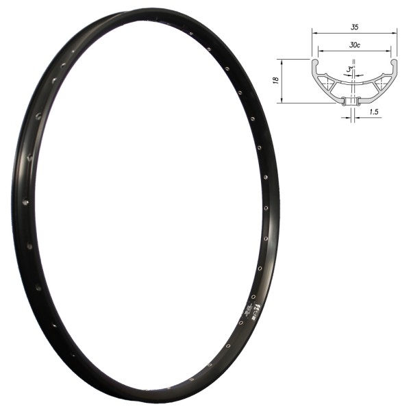 Bicycle rim 27.5 inch Mach1 Trucky 30 double wall disc rim 32 holes 584-30 black