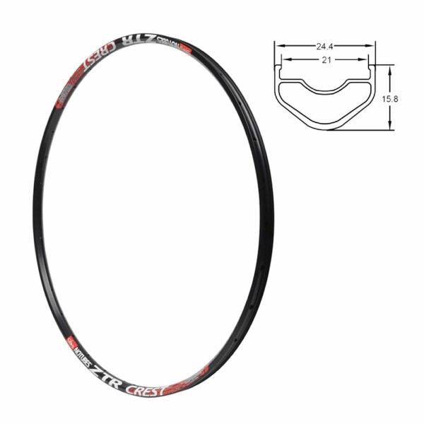 Bicycle rim 27.5 inch NoTubes ZTR Crest hollow chamber disc 32 holes 584-21 black