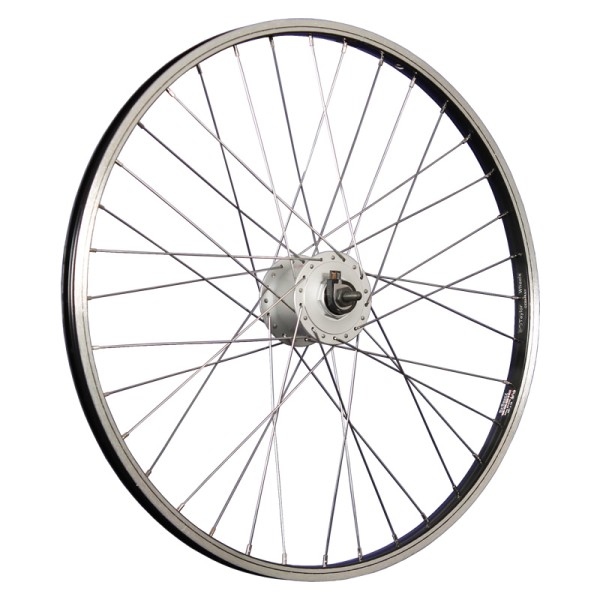 24inch bike front wheel aluminium hub dynamo 507-19 silver/black
