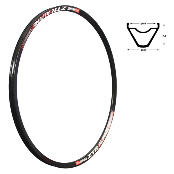 Bicycle rim 26 inch NoTubes ZTR Alpine couble wall disc rim 32 holes 559-20 black