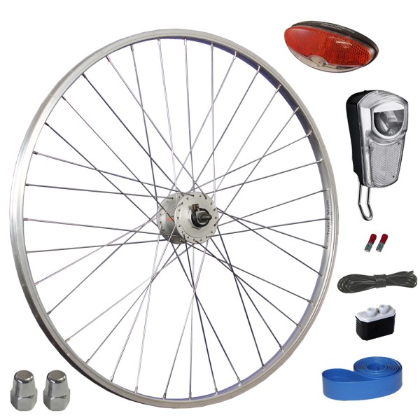 Taylor Wheels 28 inch bicycle front wheel with Shimano hub dynamo LED light set