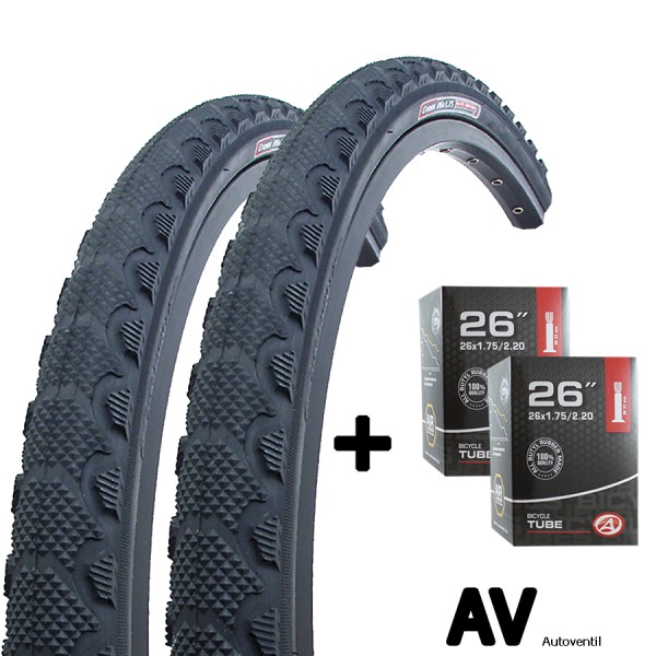 2x bicycle tire 26 inch 47-559 with tube AV set for front and rearwheel