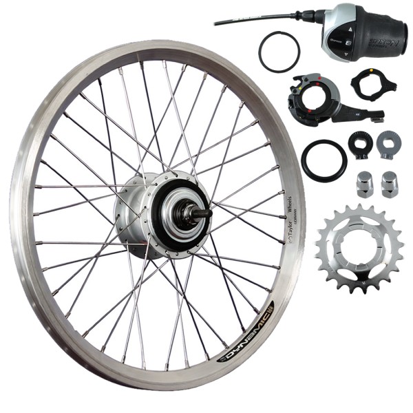 20 inch bicycle rear wheel Shimano Nexus 8 gear hub gear disc silver